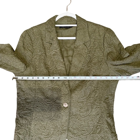 Windsmoor Embroidered Linen Olive Green Paisley Women's Jacket Size 14 Textured - Picture 6 of 15